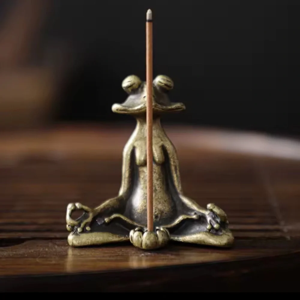 Frog sculpture Meditation Zen Frog Statue Ornament Copper Animal Sculpture - Picture 3 of 8